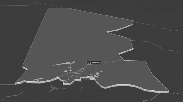 Zoom Timbuktu Regione Del Mali Estruso Prospettiva Obliqua Mappa Elevazione — Foto Stock
