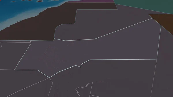 Přiblížit Adrar Oblast Mauritánie Nastínil Úhlová Perspektiva Barevná Hrbolatá Mapa — Stock fotografie