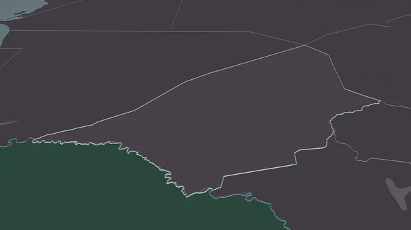 Zoom Brakna Regione Della Mauritania Delineato Prospettiva Obliqua Mappa Colorata — Foto Stock