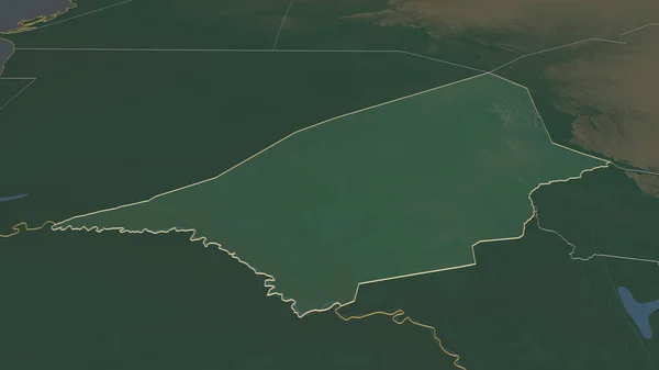 Zoom Brakna Região Mauritânia Delineado Perspectiva Óbvia Mapa Topográfico Relevo — Fotografia de Stock