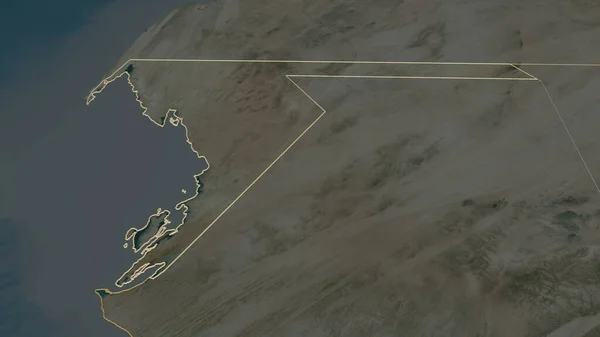 Zoom Dakhlet Nouadhibou Regio Mauritanië Geschetst Obliek Perspectief Satellietbeelden Weergave — Stockfoto