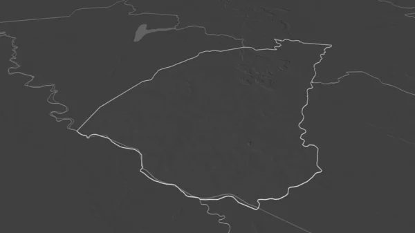 Zoom Guidimaka Regione Della Mauritania Delineato Prospettiva Obliqua Mappa Elevazione — Foto Stock