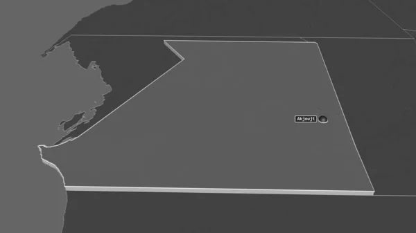 Ampliar Inchiri Región Mauritania Extruido Perspectiva Oblicua Mapa Elevación Bilevel —  Fotos de Stock