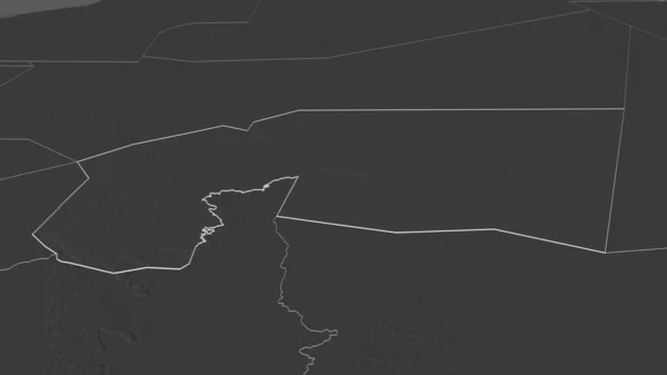 Zoom Tagant Regione Della Mauritania Delineato Prospettiva Obliqua Mappa Elevazione — Foto Stock