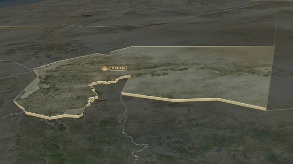 Zoom Auf Tagant Region Mauretanien Extrudiert Schräge Perspektive Satellitenbilder Rendering — Stockfoto