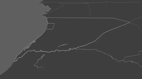 Zoom Trarza Regione Della Mauritania Delineato Prospettiva Obliqua Mappa Elevazione — Foto Stock