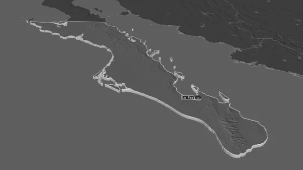Zoom Baja California Sur State Mexico Extruded Oblique Perspective Bilevel — Stock Photo, Image