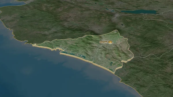 Zoom Sur Colima État Mexique Extrudé Perspective Oblique Imagerie Satellite — Photo