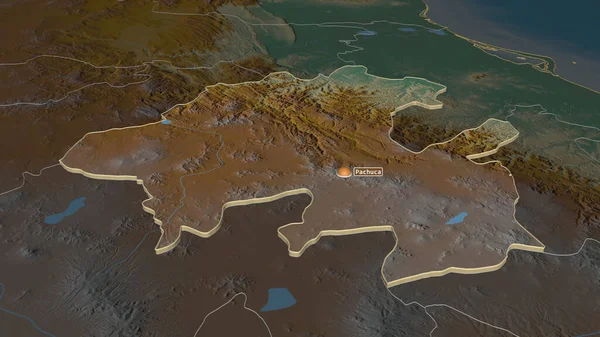 Zoom Hidalgo Stato Del Messico Estruso Prospettiva Obliqua Mappa Topografica — Foto Stock