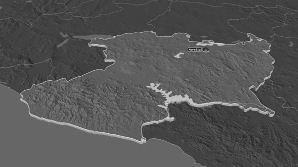 Zoom Michoacan Stato Del Messico Estruso Prospettiva Obliqua Mappa Elevazione — Foto Stock