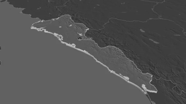 Увеличь Синалоа Штат Мексика Экструдирован Непристойная Перспектива Карта Высоты Билевель — стоковое фото