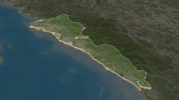 Zooma Sinaloa Delstaten Mexiko Extruderad Svagt Perspektiv Satellitbilder Rendering — Stockfoto