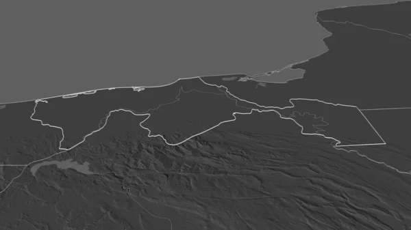 Zoom Tabasco Stato Del Messico Delineato Prospettiva Obliqua Mappa Elevazione — Foto Stock