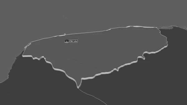 Увеличь Юкатан Штат Мексика Экструдированный Непристойная Перспектива Карта Высоты Билевель — стоковое фото