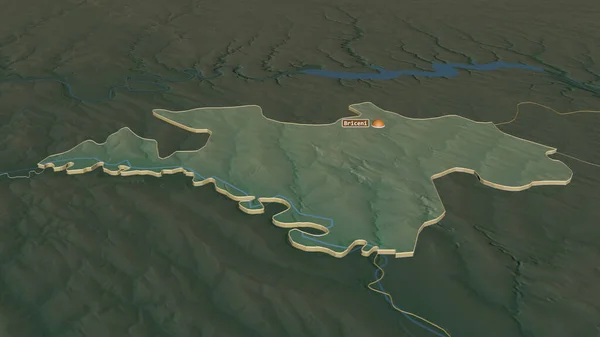 Zoom Briceni Distrito Moldávia Extrudido Perspectiva Óbvia Mapa Topográfico Relevo — Fotografia de Stock