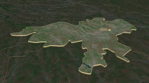 Zoom Causeni District Moldova Extruded Oblique Perspective Satellite Imagery Rendering — Stock Photo, Image