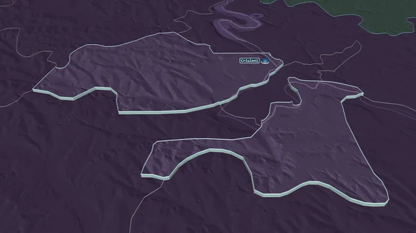 Zoom Criuleni Distretto Della Moldavia Estruso Prospettiva Obliqua Mappa Colorata — Foto Stock