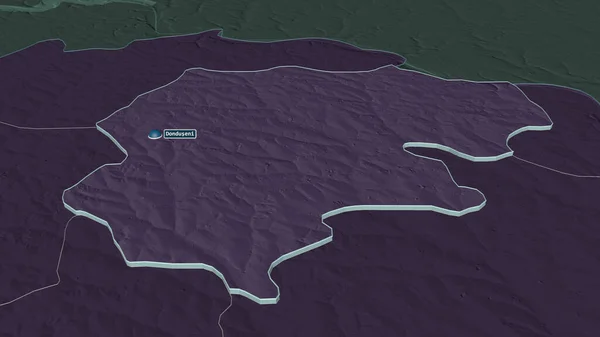 Zoom Donduseni Distretto Della Moldavia Estruso Prospettiva Obliqua Mappa Colorata — Foto Stock