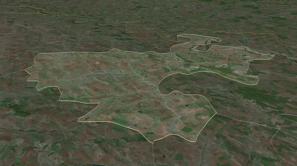 Zooma Floresti Distriktet Moldavien Beskrivs Svagt Perspektiv Satellitbilder Rendering — Stockfoto