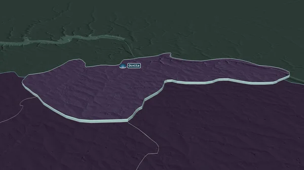 Zoom Ocnita Distretto Della Moldavia Estruso Prospettiva Obliqua Mappa Colorata — Foto Stock