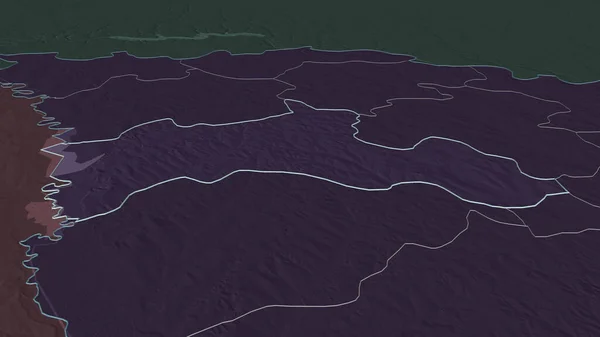 Ampliar Riscani Distrito Moldavia Delineado Perspectiva Oblicua Mapa Coloreado Tocado — Foto de Stock