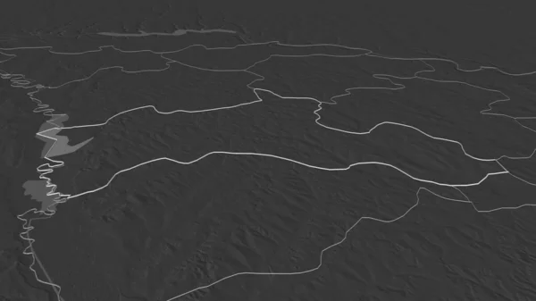 Zoom Auf Riscani Bezirk Moldawien Umrissen Schräge Perspektive Karte Der — Stockfoto