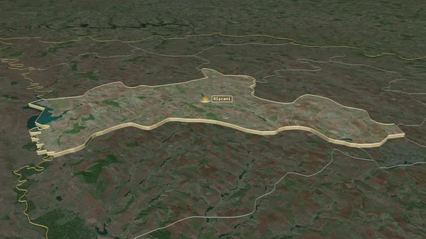 Ampliar Riscani Distrito Moldavia Extruido Perspectiva Oblicua Imágenes Satélite Renderizado — Foto de Stock