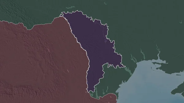 Forma Delineata Dell Area Moldova Mappa Colorata Urtata Della Divisione — Foto Stock