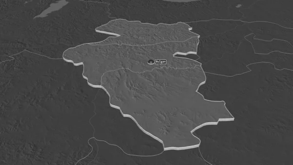 Zoom Sur Bulgare Province Mongolie Extrudé Perspective Oblique Carte Altitude — Photo
