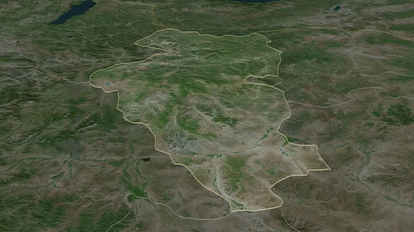 Ampliar Bulgan Provincia Mongolia Esbozado Perspectiva Oblicua Imágenes Satélite Renderizado — Foto de Stock