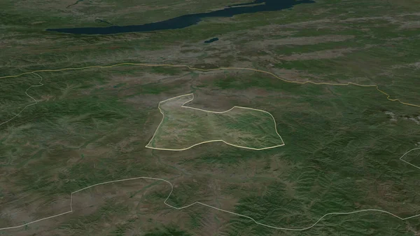 Zoom Darhan Uul Gemeente Mongolië Geschetst Obliek Perspectief Satellietbeelden Weergave — Stockfoto