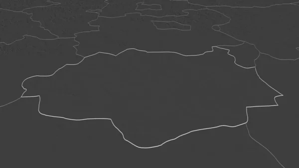 突出Dundgovi 蒙古省 斜的角度 带地表水的双层高程图 3D渲染 — 图库照片