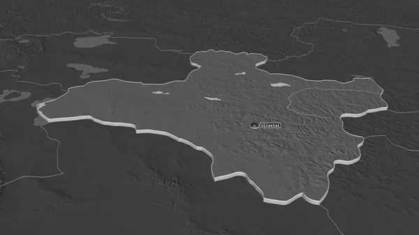 Ampliar Dzavhan Provincia Mongolia Extruido Perspectiva Oblicua Mapa Elevación Bilevel — Foto de Stock