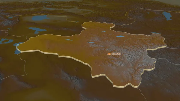 Powiększ Dzavhan Prowincja Mongolia Wytłaczane Perspektywa Ukośna Mapa Pomocy Topograficznej — Zdjęcie stockowe