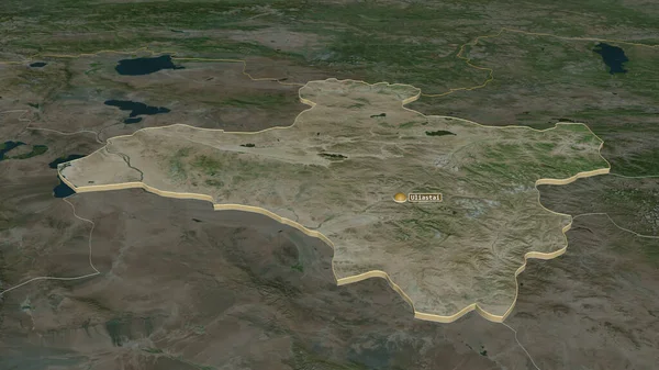 Zoom Dzavhan Province Mongolia Extruded Oblique Perspective Satellite Imagery Rendering — Stock Photo, Image