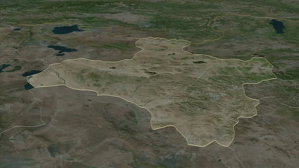 Přiblížit Dzavhan Provincie Mongolsko Nastínil Úhlová Perspektiva Satelitní Snímky Vykreslování — Stock fotografie