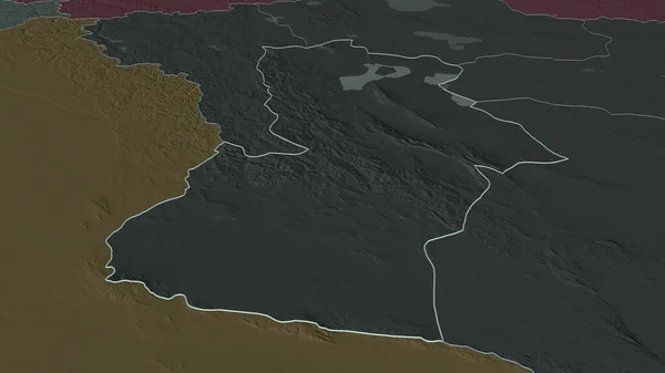 Zoom Sur Hovd Province Mongolie Esquissé Perspective Oblique Carte Colorée — Photo