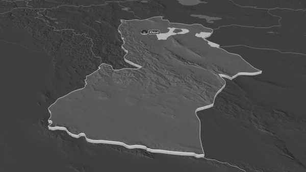 Загрузим Hovd Провинция Монголия Экструдированный Непристойная Перспектива Карта Высоты Билевель — стоковое фото
