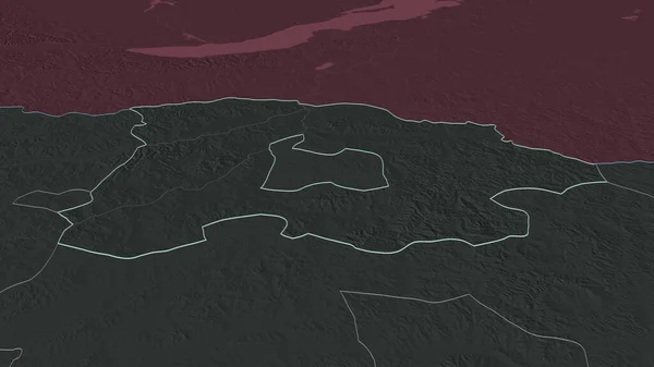 Zoom Selenge Provincia Della Mongolia Delineato Prospettiva Obliqua Mappa Colorata — Foto Stock