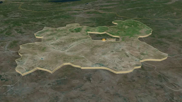 Zoom Sur Tov Province Mongolie Extrudé Perspective Oblique Imagerie Satellite — Photo