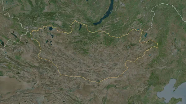 Moğolistan Bölgesinin Ana Hatları Uydu Görüntüleri Görüntüleme — Stok fotoğraf