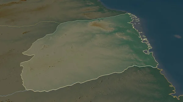 概要カボ デルガド モザンビーク州 にズームします 嘘の見方だ 地表水と地形救援マップ 3Dレンダリング — ストック写真