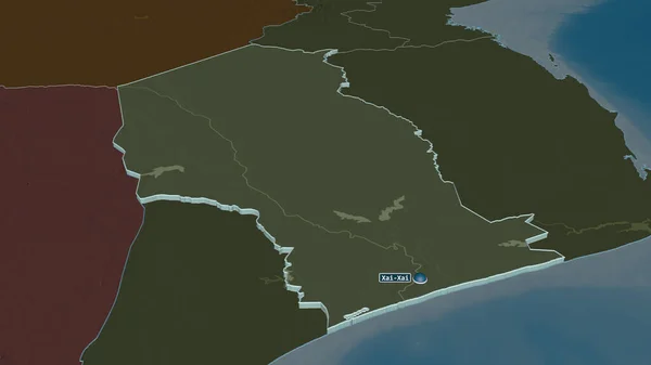 Zoom Gaza Provincia Del Mozambico Estruso Prospettiva Obliqua Mappa Colorata — Foto Stock