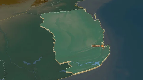 Aproxime Inhambane Província Moçambique Extrudido Perspectiva Óbvia Mapa Topográfico Relevo — Fotografia de Stock