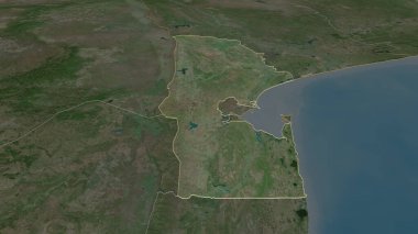 Mozambik ili Maputo 'ya (ili) yakınlaştır. Belirsiz bir bakış açısı. Uydu görüntüleri. 3B görüntüleme