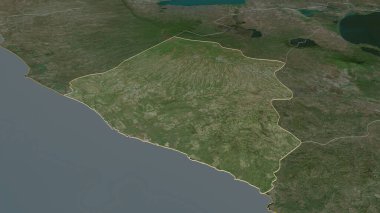 Carazo 'ya (Nikaragua Departmanı) yakınlaştır. Belirsiz bir bakış açısı. Uydu görüntüleri. 3B görüntüleme