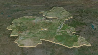 Bauchi 'ye (Nijerya eyaleti) yakınlaştırın. Belirsiz bir bakış açısı. Uydu görüntüleri. 3B görüntüleme