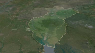 Çapraz Nehir 'e (Nijerya eyaleti) yakınlaştırın. Belirsiz bir bakış açısı. Uydu görüntüleri. 3B görüntüleme