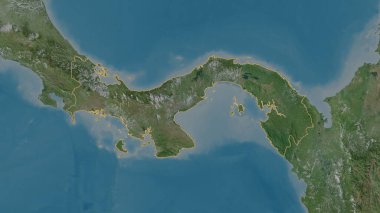 Panama bölgesinin ana hatları. Uydu görüntüleri. 3B görüntüleme