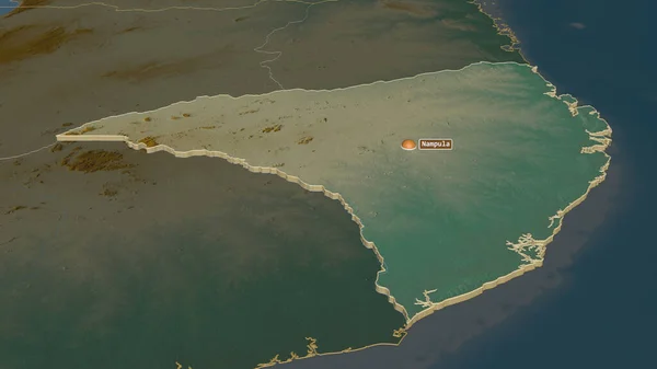 Powiększenie Nampula Prowincja Mozambik Wytłaczane Perspektywa Ukośna Mapa Pomocy Topograficznej — Zdjęcie stockowe